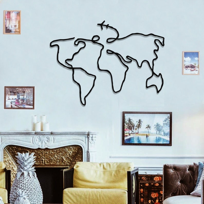 Metal World Map Wall Art World Map Metal World Map Gift - Etsy