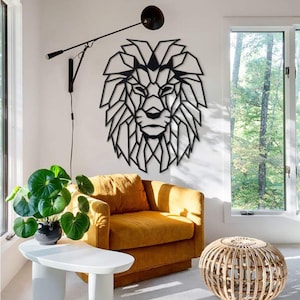 Lion Head Metal Wall Art, Metal Lion Sign, Metal Lion Decor, Office Wall Art, Geometric Wall Art, Animal Wall decor, Lion Wall sign