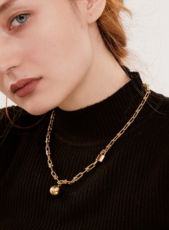 Geometrische Link Kette Halskette U geformte Kette Halsband | Etsy