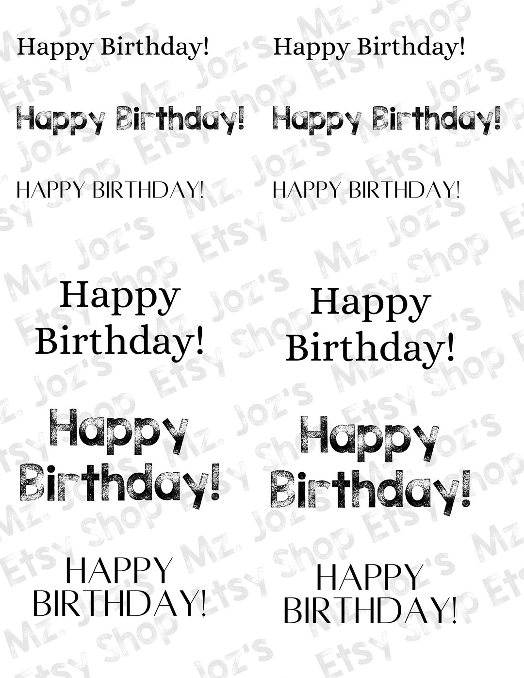 Happy Birthday Sentiments II, Card Making Printable (PDF) - Etsy