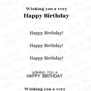 Happy Birthday Sentiments, Card Making Printable (PDF, PNG)