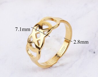 14K Solid Gold Celtic Love Knot Ring: Handmade Irish Ring Valentines Day Gift