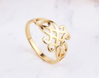 14K Solid Gold Celtic Knot Ring: Handmade Irish Love Knot Valentines Day Gift