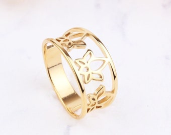 14K Massiver Gold Lotusblütenring, spiritueller Ring, Geschenke für Sie, Goldlotusring, Lotusschmuck, spiritueller Schmuck, Muttertagsgeschenke