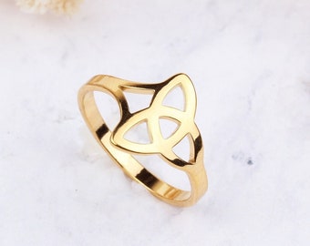 Celtic Triquetra Ring 925K Sterling Silver ,Star Band Thumb Ring, Celtic Band Ring,Irish Celtic Trinity Triquetra Knot Ring,Mothers Day