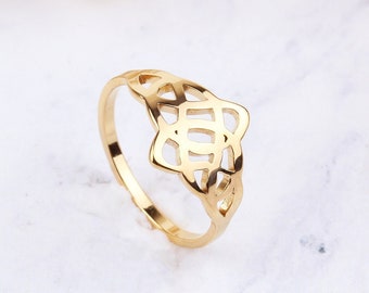 14K Solid Gold Celtic Knot Ring: Irish Love Knot Valentines Day Gift