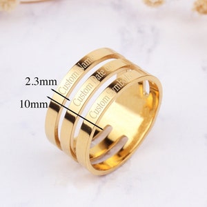 14K Solid Gold Three Band Ring, Triple Band Ring,Gold Thumb Ring, Mom Gifts, Trio Band Ring, Thick Gold Band, Christmas Gifts