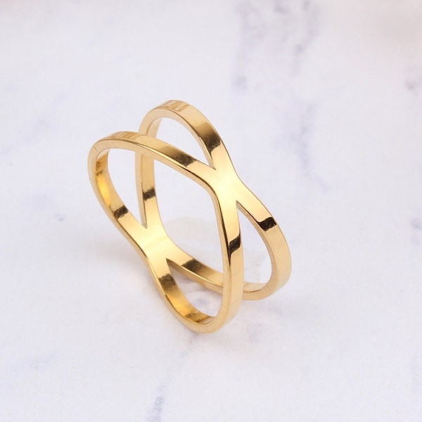 Gold X Ring - Etsy