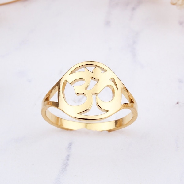 14K Solid Gold Om Ring, Buddhist Ring, Gold Aum Ring, Meditation Ring,Symbolic Ring, Ohm Ring,14K Gold Om, Yoga Jewelry, Mothers Day Gifts