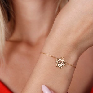 14K Solid Gold Turtle Bracelet, Real Gold Heart Turtle Charm Bracelet, Daint Turtle Lucky Bracelet,Gold Turtle Jewelry, Animal Bracelets