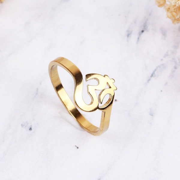 14K Solid Gold Om Rings, Ohm Rings,14k Solid Gold rings, OM rings, AUM ring,Amulet Jewelry, Lucky Rings, Simple Ring,Mothers Day Gifts