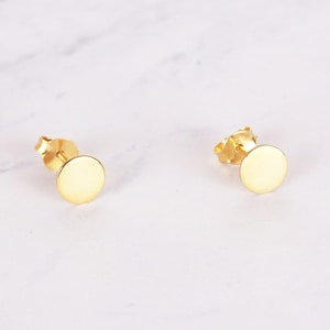 14K Solid Gold Circle Studs / Gold Dot earrings, 8 Sizes Gold Stud Earring, Real Gold Dot Studs, Dainty Earrings, Ring Stud, Christmas Gifts