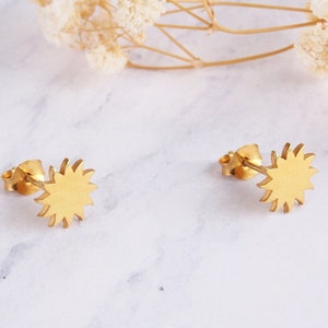 14K Gold Sun Studs Earrings, Tiny gold sun earrings, 14k gold earrings, Celestial Studs, Minimalist Delicate Studs, Mothers Day Gifts