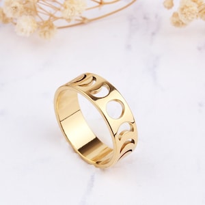 Phasen des Mondes Band Ring, 925K Sterling Silber Mond Ring, Halbmond Vollmond Phaser Ring, Mond Phase Schmuck, Muttertagsringe