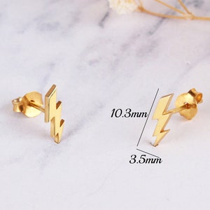 14K Real Gold Lightning Bolt Earrings, 14K Lightning Bolt Earrings, Gold Lightning Bolt Stud, Dainty Lightning Studs, Christmas Gifts