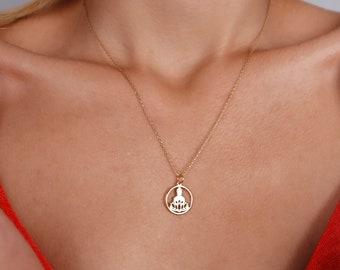 14K Solid Gold Buddha Halskette, handgemachte Meditation Charme Valentinstag Geschenk
