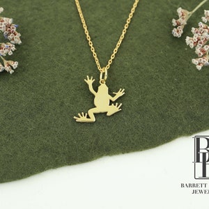14K Solid Gold Frog Pendant Necklace, Good Luck Charm