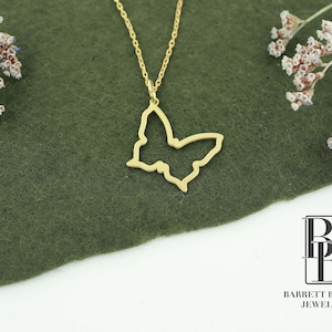 Sierlijke 14K massief gouden vlinderketting: minimalistische bedelhanger