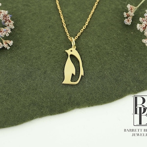 14K Solid Gold Penguin Necklace, Real Gold Penguin Charm Pendant, Animal Jewelry, Real Gold Cute Penguin, Penguin Lover, Christmas Gifts