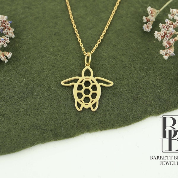 14K Solid Gold Turtle Necklace, Real Gold Turtle Charm Necklace, Dainty Turtle Lucky Pendant, Gold Turtle Jewelry,Animal Mothers Day Gifts