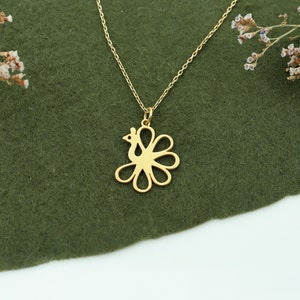Dainty Peacock Necklace in 14K Solid Gold, Hera Necklace, Bird Jewelry, Bird Charm Pendant, Peacock Jewelry, Christmas Gifts