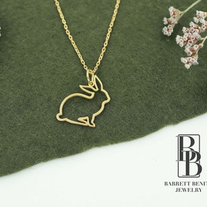 14K Solid Gold Rabbit Necklace, Real Gold Bunny Pendant, Animal Gold Jewelry, Rabbit Pendant, Gold Rabbit Charm, Christmas Gifts