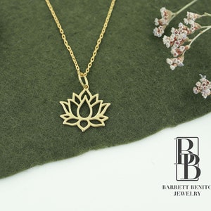 14K Solid Gold Lotus Necklace, Real Gold Lotus Flower, Lotus Flower Pendants, Dainty Lotus Charm Necklace, Flower Jewelry, Christmas Gifts