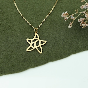 Starfish Necklace in 14K Solid Gold, Nautical Charm, Geometric Sea Star Ocean,Marine Jewelry,Gold Origami Sea Star Pendant, Christmas Gifts