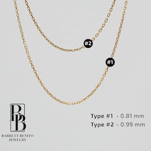 14K Solid Gold Cable Chain 14&#39;&#39; 16&quot; 18&quot; 20&quot; / 0.8 mm, 1 mm - Shiny Diamond Cut Chains, Custom Real Gold Pendant Chain, Mothers Day Gifts