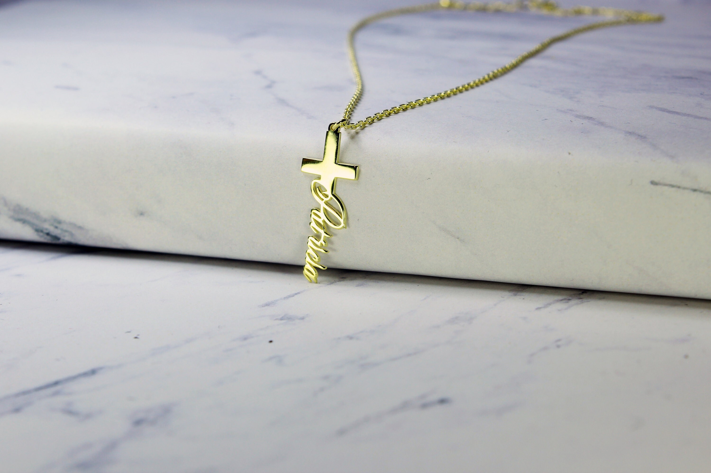 14K Solid Gold Cross Necklace, Personalized Cross Necklace Silver, Cross Necklace,Cross Necklace with Name,Gift for Her, Christmas Gifts