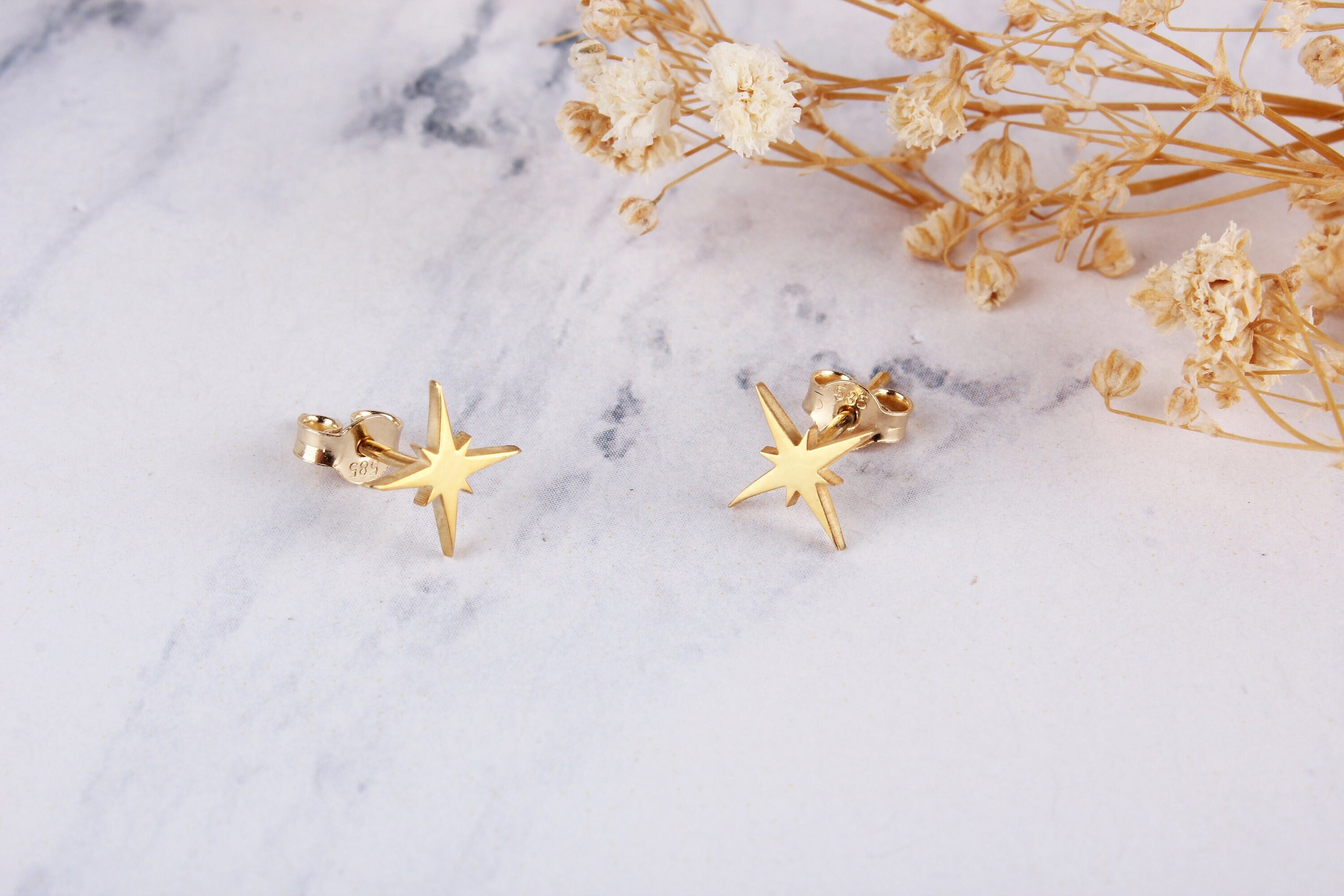 Buy Gold Star Diamond Stud Earrings Online