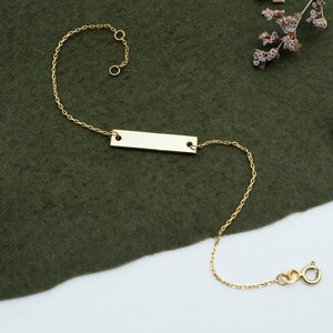 Pulsera personalizada de oro macizo de 14 quilates, pulsera personalizada, pulsera con nombre en plata de 925 quilates, pulsera con letras, pulsera con números, pulsera con nombre en barra