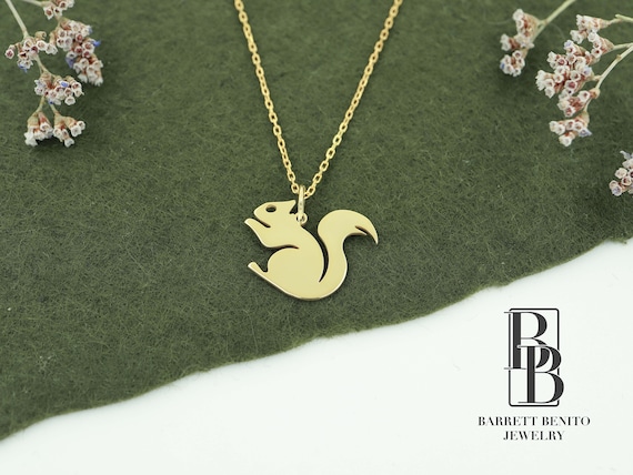 14K Solid Gold Squirrel Charm Necklace Real Gold Squirrel Pendant Animal Jewelry squirrel Jewelry Woodland Necklace christmas Gifts Etsy Canada