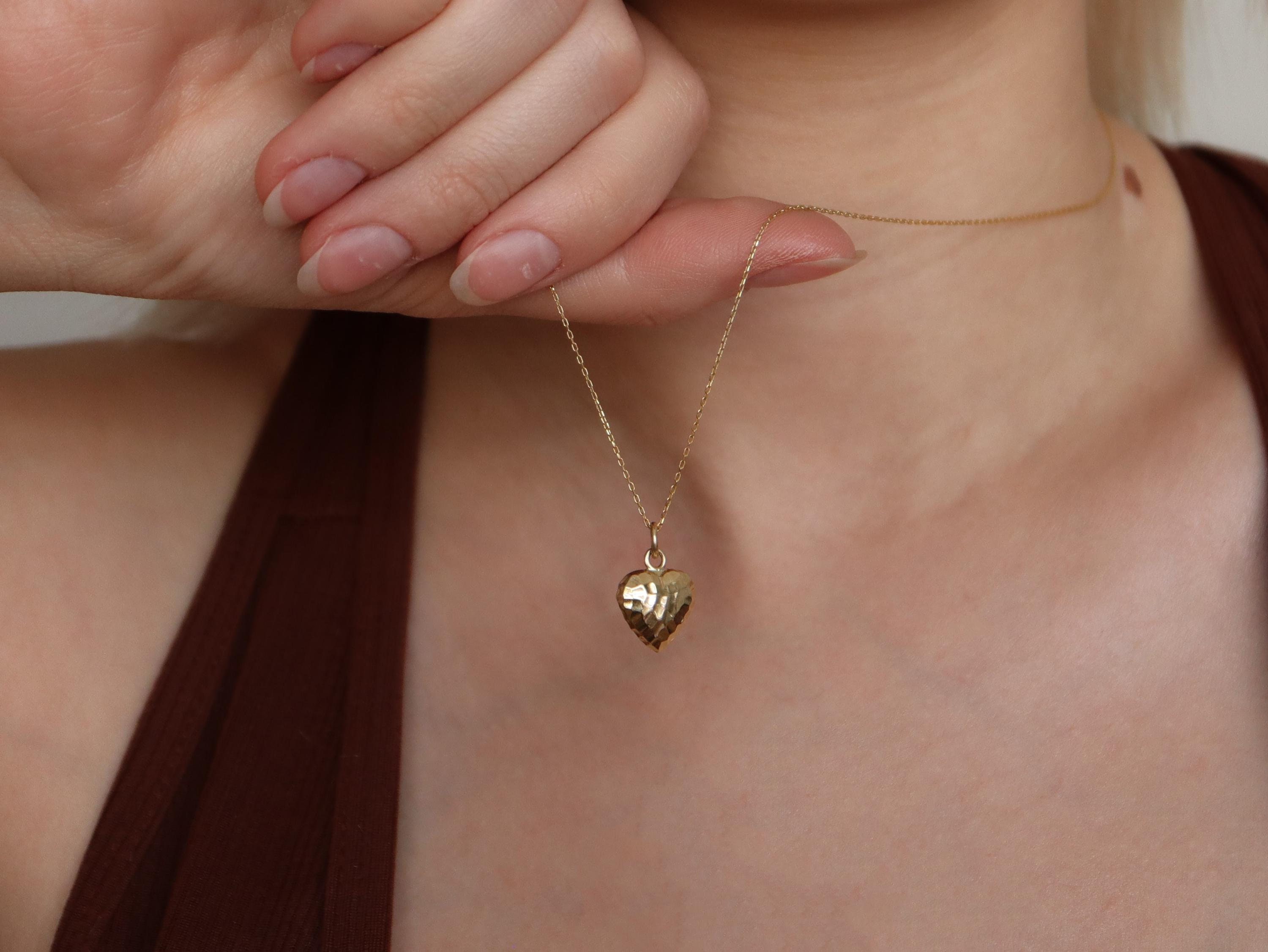 ネックレス・ペンダント Mini Melting Heart Pendant (Gold) Zoë Chicco 14k Gold Mixed Cut Diamond Brushed Gold Shield