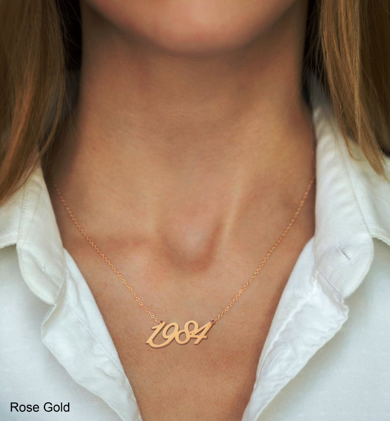 14K Solid Gold Necklace Personalized Date Pendant Necklace Etsy Singapore