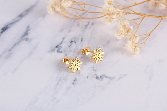 14k gold snowflake earrings deals