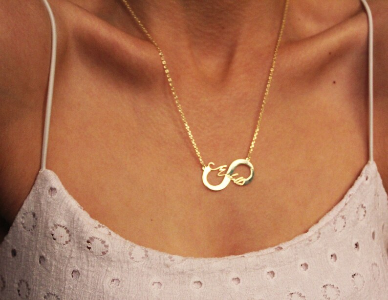 14k Solid Gold Infinity Name Necklace With Jewellery Custom 8k Mothers Day Gift Necklaces Jewelry Valresa Com - Custom Picture Pendant Solid Gold