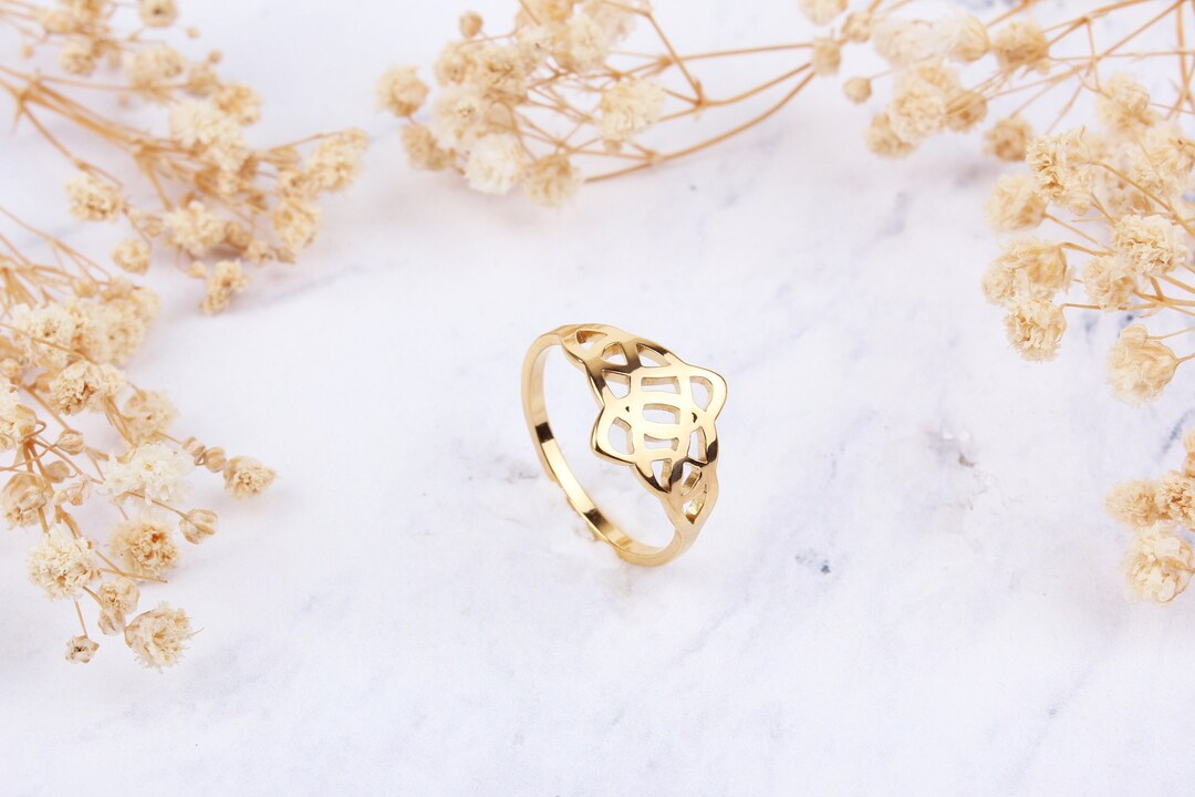 14K Solid Gold Celtic Knot Ring,gold Celtic Endless Knot Ring,infinity