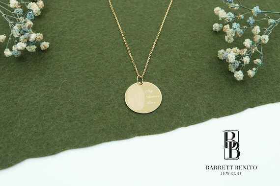 Disc Pendant with Fingerprint and Engravings Disc Pendant with Fingerprint and Engravings