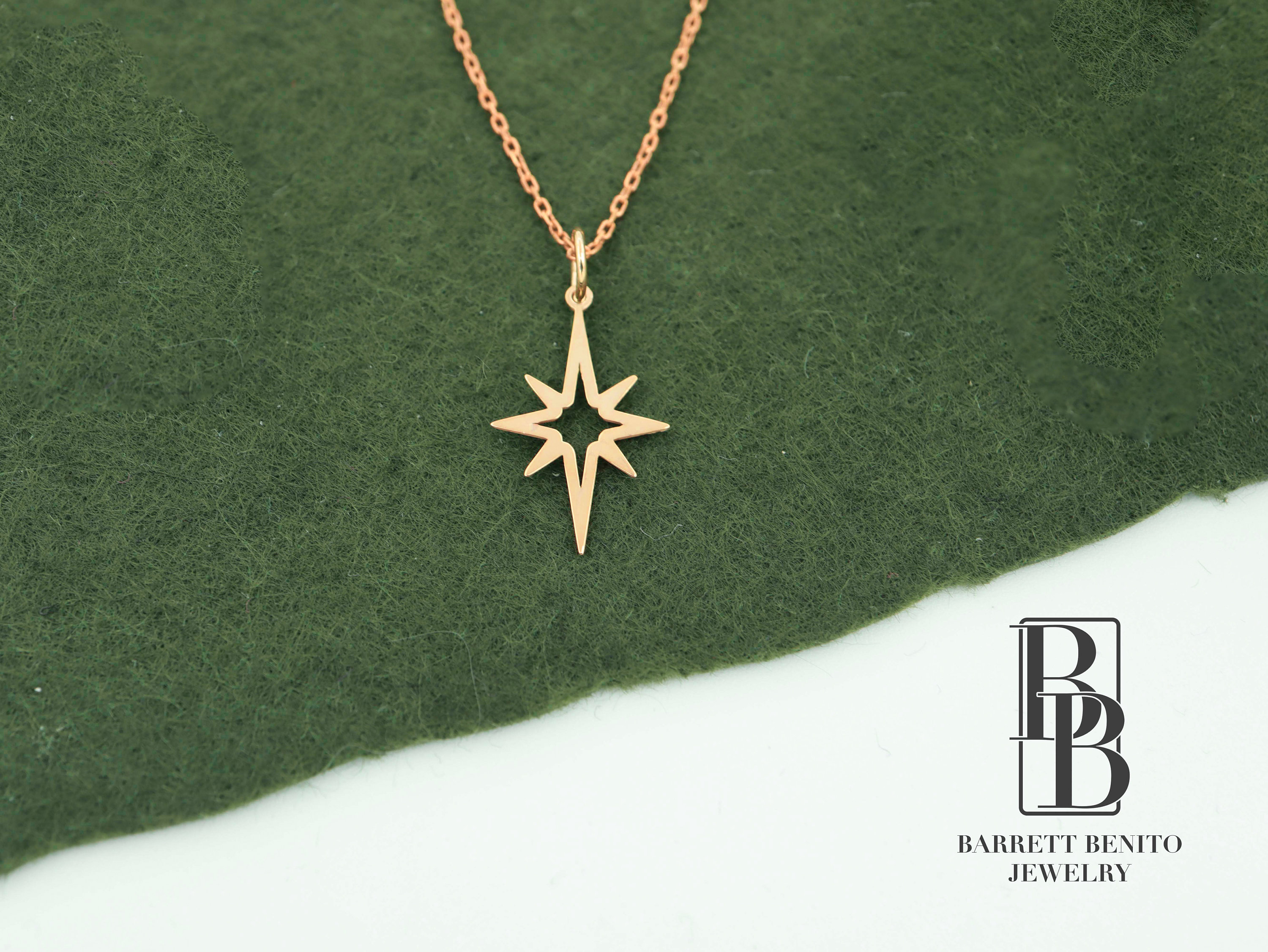 14k Gold North Star Pendant Necklace - Dainty Celestial Charm In Yellow Gold - View #9