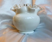 Fenton Silvercrest White Double Crimped 4 Vase