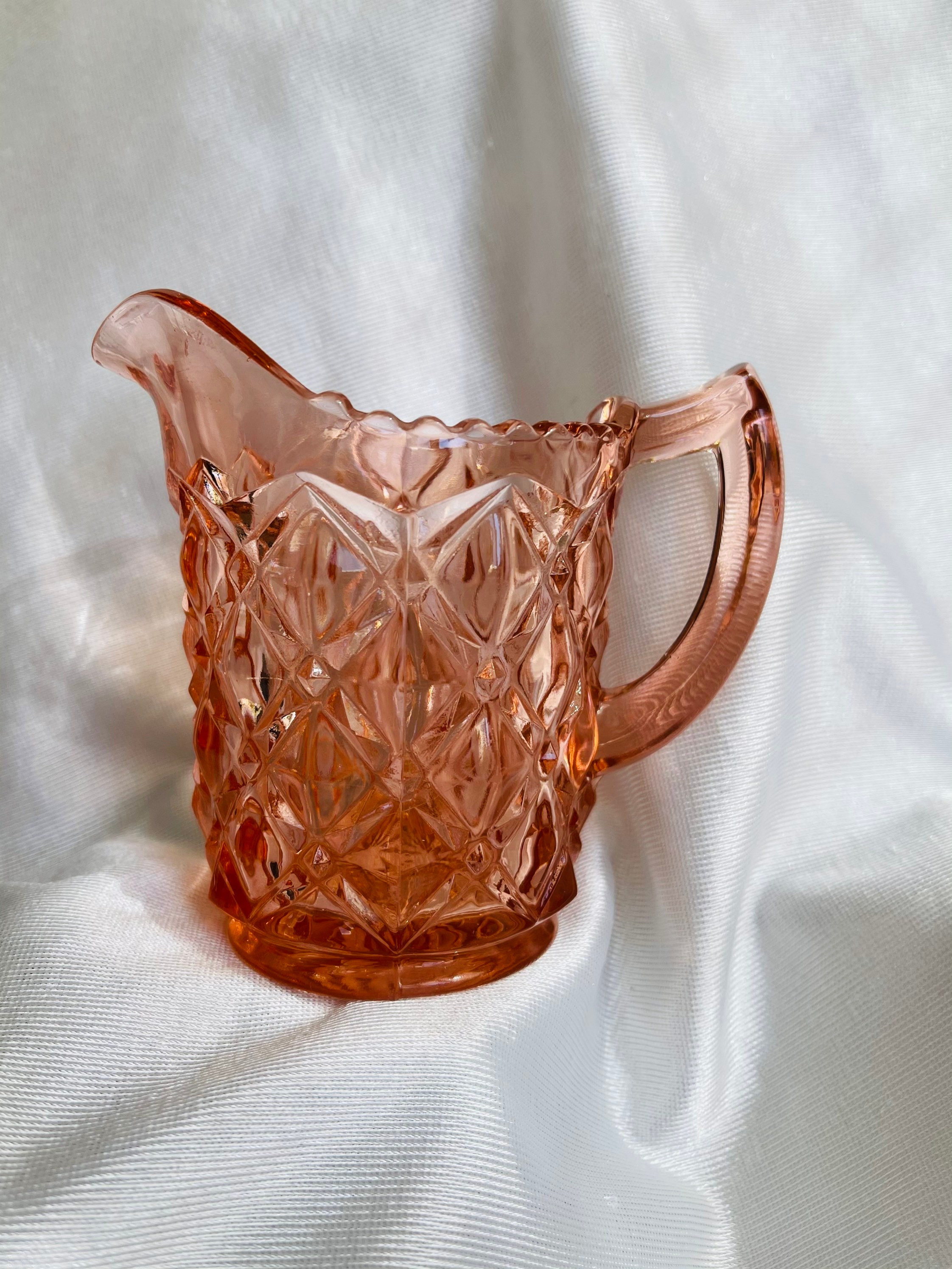 Imperial Glass Pink Jewel Diamond Sugar and Creamer Set Etsy