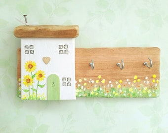 Sunflower Cottage Handmade Wooden Key Holder Key Hooks Home Gift