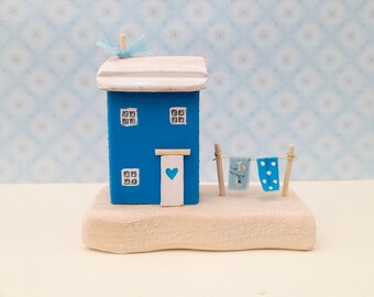 Teal Cottage Little Wooden House Home Gift