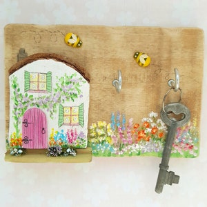 Fairytale Cottage Handmade Small Wooden Jewellery/Key Hooks Home Gift image 2