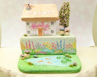 Gardener's Cottage Handmade Driftwood Wooden House Home Gift