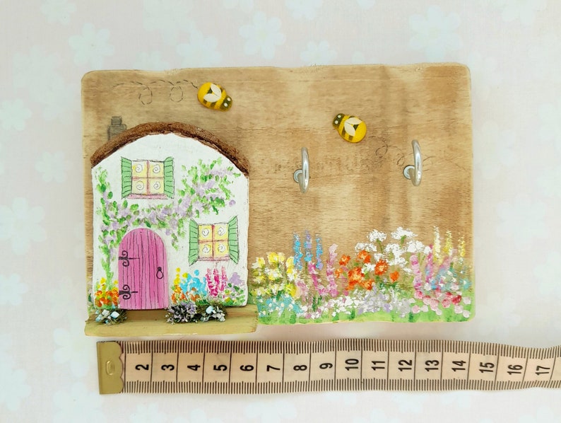 Fairytale Cottage Handmade Small Wooden Jewellery/Key Hooks Home Gift image 3