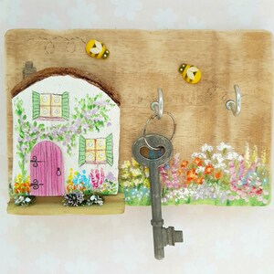 Fairytale Cottage Handmade Small Wooden Jewellery/Key Hooks Home Gift image 4