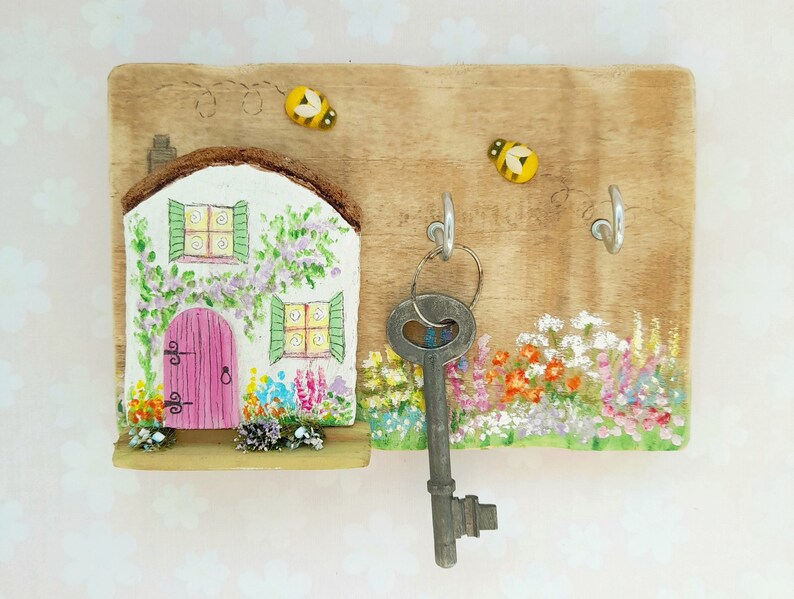 Fairytale Cottage Handmade Small Wooden Jewellery/Key Hooks Home Gift image 4