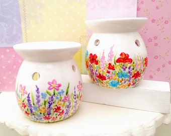 Handpainted Meadow Flowers Oil /Tart Burners Home Gift